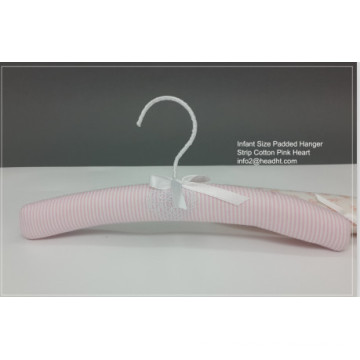 The Head Infant Size Padded Hanger, Strip Cotton Pink Heart, Children Coat Hanger, Made in China